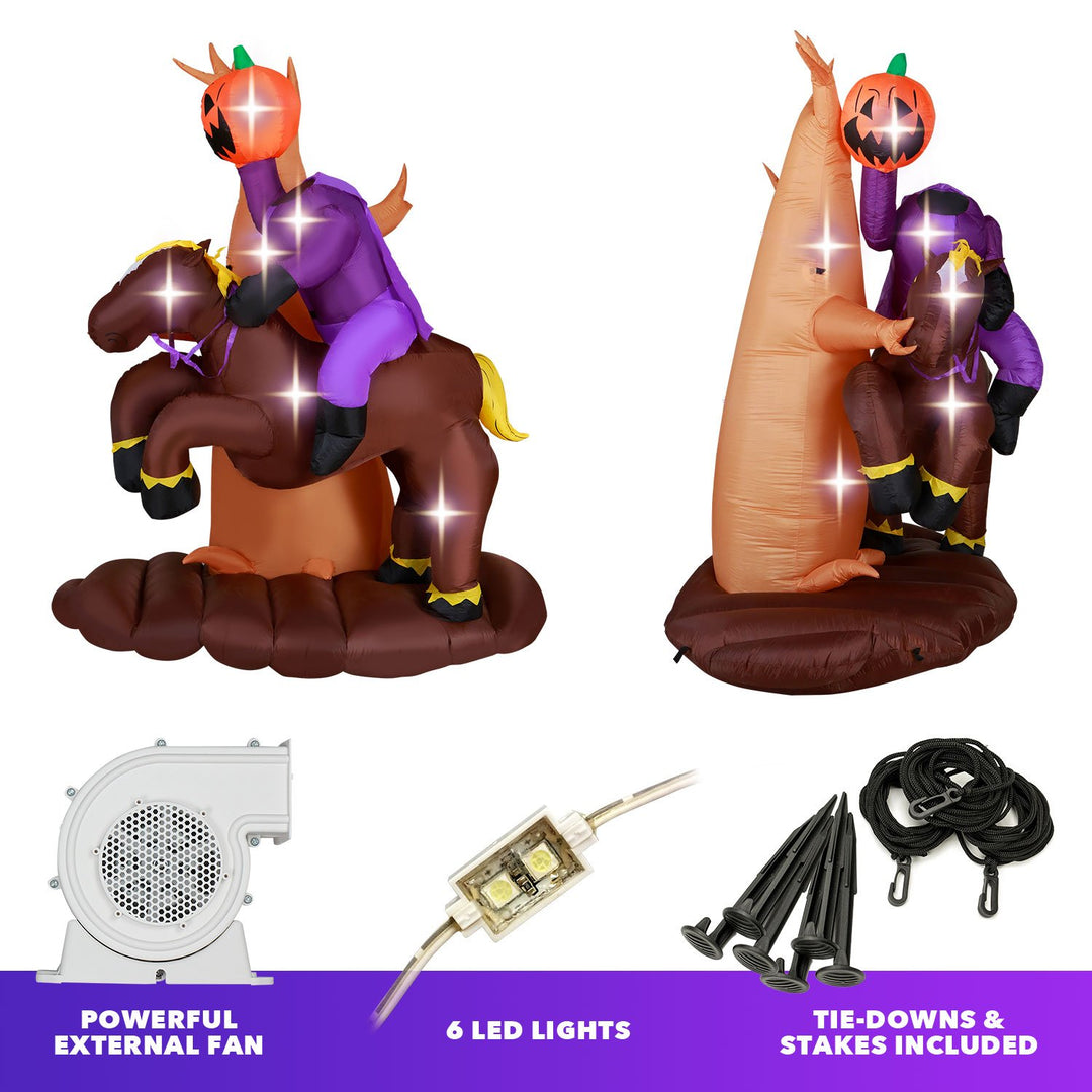 Holidayana HOME GOODS 8 Ft Headless Horseman With Jack O' Lantern Head Halloween Inflatable 3 Holidayana HOME GOODS 8 Ft Headless Horseman With Jack O' Lantern Head Halloween Inflatable