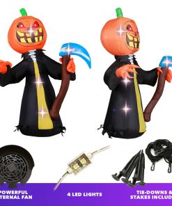 Holidayana HOME GOODS 5 Ft Pumpkin Head Reaper With Scythe Halloween Inflatable 10 Holidayana HOME GOODS 5 Ft Pumpkin Head Reaper With Scythe Halloween Inflatable