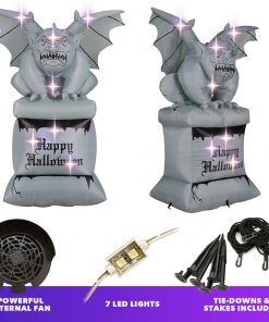 Holidayana 8 Ft Perched Stone Gargoyle On Pedestal Halloween Inflatable