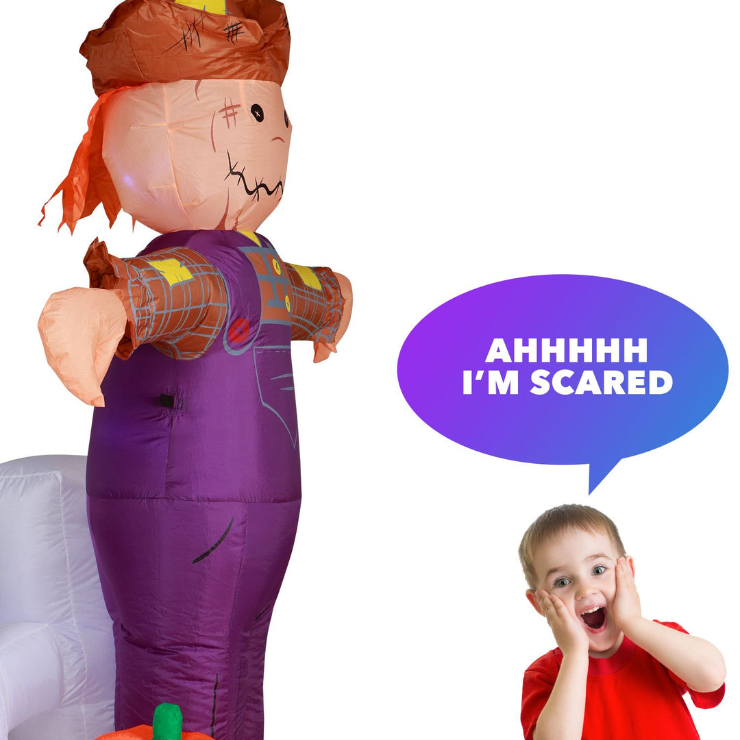 Holidayana HOME GOODS 6 Ft Festive Scarecrow With Jack O' Lantern Halloween Inflatable 4 Holidayana HOME GOODS 6 Ft Festive Scarecrow With Jack O' Lantern Halloween Inflatable