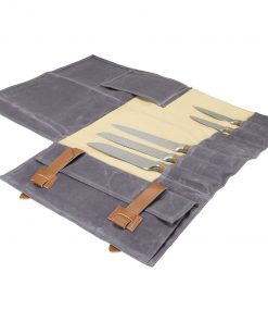 Zelancio Waxed Canvas Knife Roll Bag With 9 Knife Slots And 4 Pockets For Additional Tools And Accessories, Ultra Portable And Safe, Fits All Knife Sets