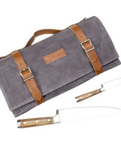 Zelancio Waxed Canvas Knife Roll Bag With 9 Knife Slots And 4 Pockets For Additional Tools And Accessories, Ultra Portable And Safe, Fits All Knife Sets