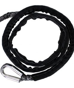 Rakapak UHMWPE 100ft Synthetic 3/8 In Winch Line 22,000 LBS Breaking Strength With Soft Shackle Rope, Abrasion Sleeve