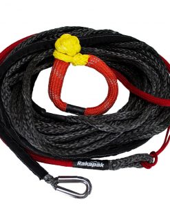 Rakapak UHMWPE 100ft Synthetic 3/8 In Winch Line 22,000 LBS Breaking Strength With Soft Shackle Rope, Abrasion Sleeve