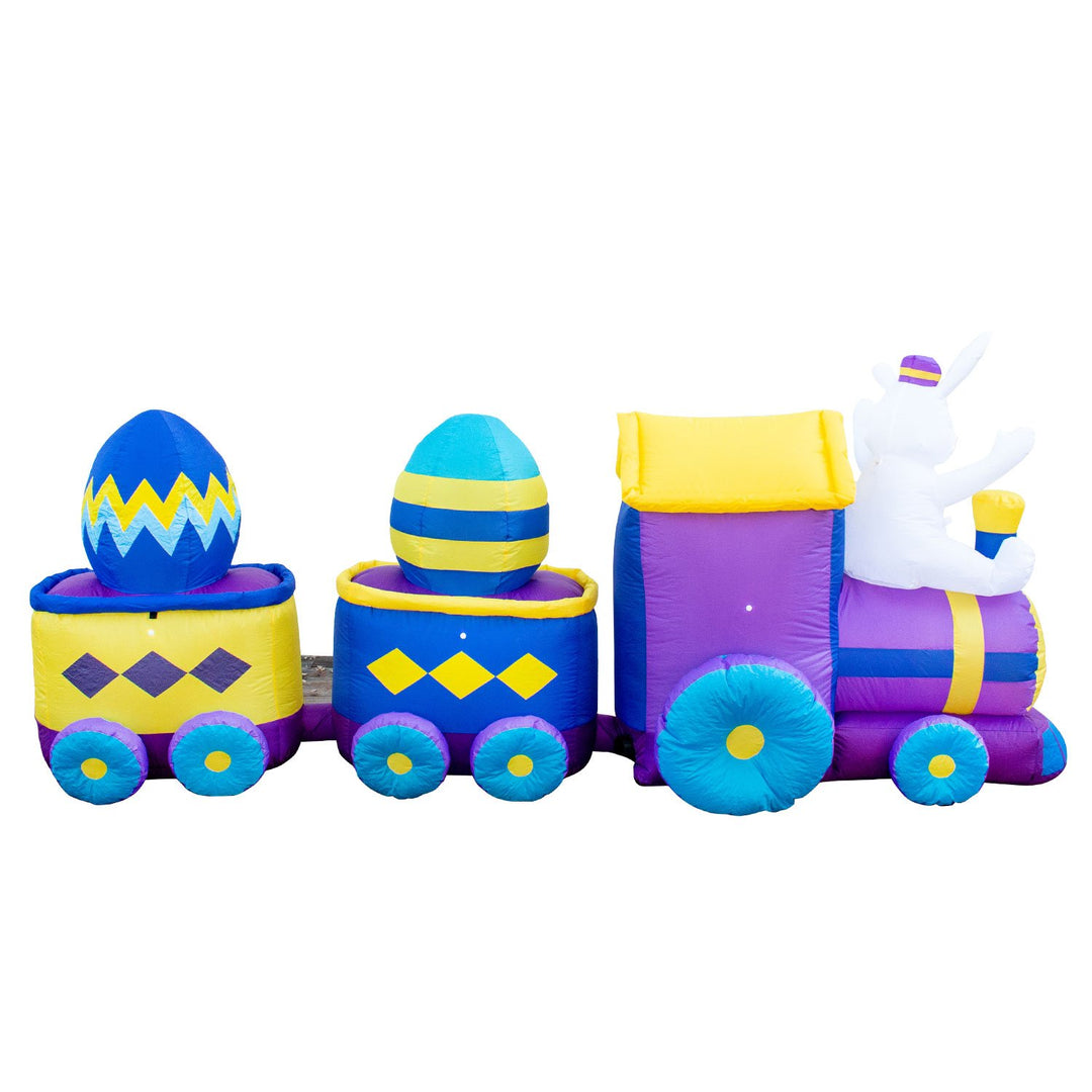 Holidayana HOME GOODS Inflatable Easter Bunny Train Decoration With Engine And 2 Cars With Built-In Fan And LED Lights 4 Holidayana HOME GOODS Inflatable Easter Bunny Train Decoration With Engine And 2 Cars With Built-In Fan And LED Lights