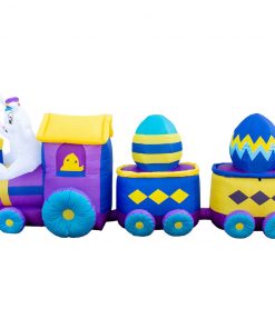 Holidayana HOME GOODS Inflatable Easter Bunny Train Decoration With Engine And 2 Cars With Built-In Fan And LED Lights 10 Holidayana HOME GOODS Inflatable Easter Bunny Train Decoration With Engine And 2 Cars With Built-In Fan And LED Lights