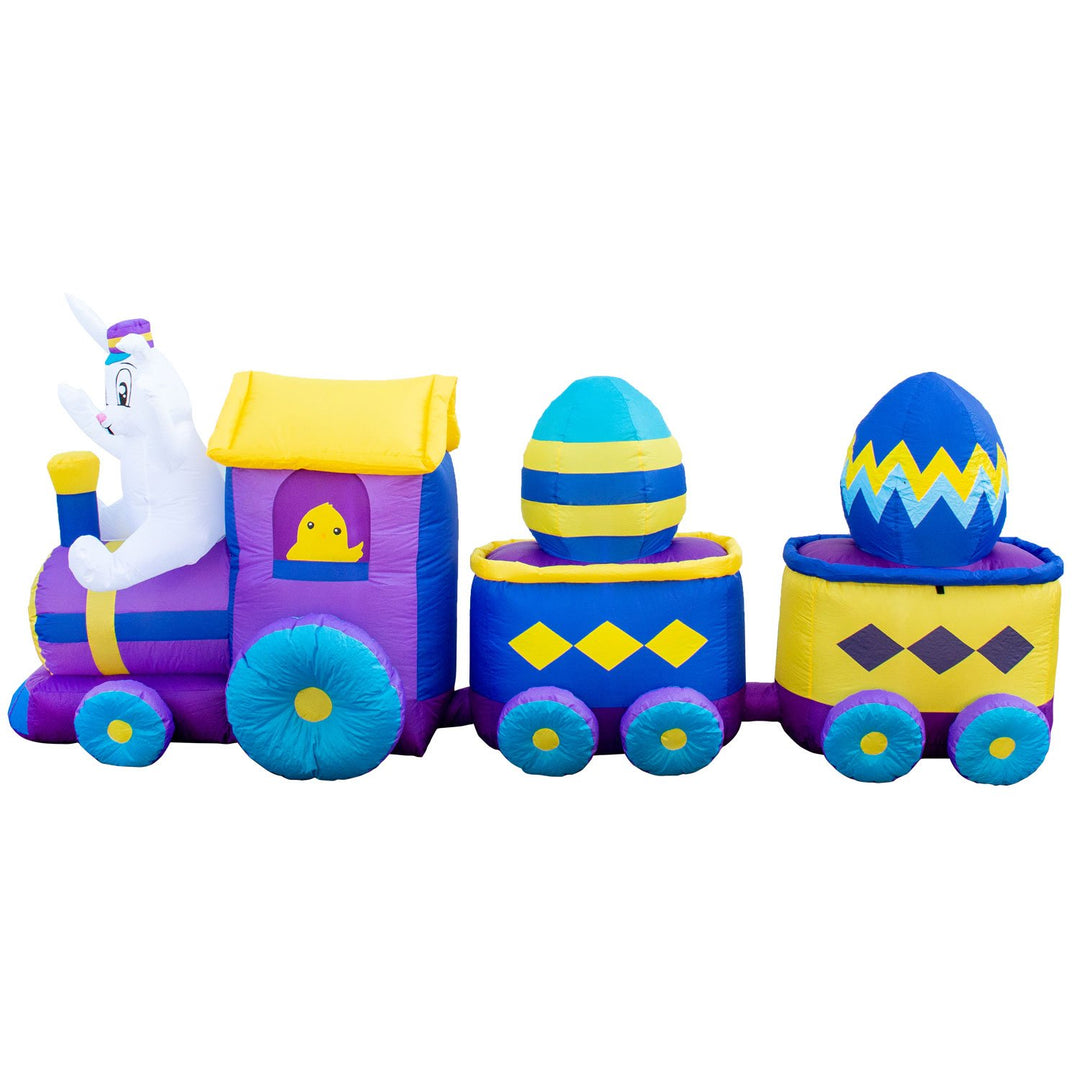Holidayana HOME GOODS Inflatable Easter Bunny Train Decoration With Engine And 2 Cars With Built-In Fan And LED Lights 5 Holidayana HOME GOODS Inflatable Easter Bunny Train Decoration With Engine And 2 Cars With Built-In Fan And LED Lights