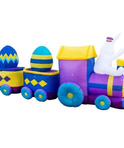 Holidayana HOME GOODS Inflatable Easter Bunny Train Decoration With Engine And 2 Cars With Built-In Fan And LED Lights 11 Holidayana HOME GOODS Inflatable Easter Bunny Train Decoration With Engine And 2 Cars With Built-In Fan And LED Lights