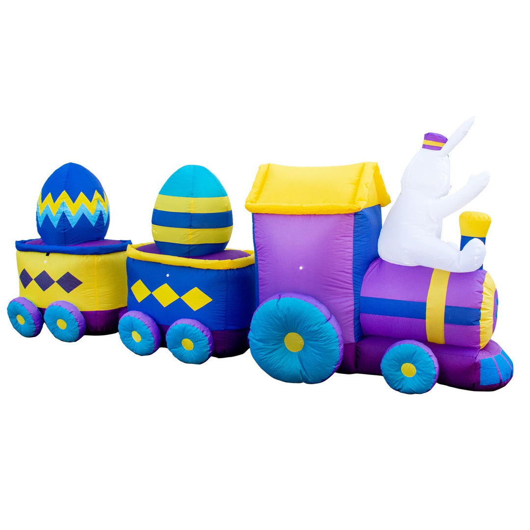 Holidayana HOME GOODS Inflatable Easter Bunny Train Decoration With Engine And 2 Cars With Built-In Fan And LED Lights 6 Holidayana HOME GOODS Inflatable Easter Bunny Train Decoration With Engine And 2 Cars With Built-In Fan And LED Lights