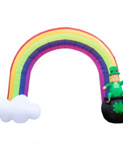 Holidayana Inflatable St Patrick's Day Leprechaun In Pot Of Gold At The End Of The Rainbow Decoration With Built-In Fan And LED Lights