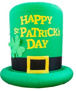 Holidayana Inflatable St Patrick's Day Green Leprechaun Top Hat With Shamrock Decoration With Built-In Fan And LED Lights HOME GOODS