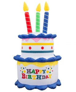 Holidayana HOME GOODS Inflatable Birthday Cake With Candles Party Decoration With Built-In Fan And LED Lights