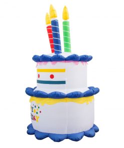 Holidayana HOME GOODS Inflatable Birthday Cake With Candles Party Decoration With Built-In Fan And LED Lights