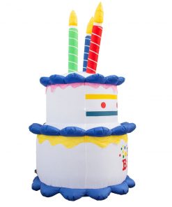 Holidayana HOME GOODS Inflatable Birthday Cake With Candles Party Decoration With Built-In Fan And LED Lights