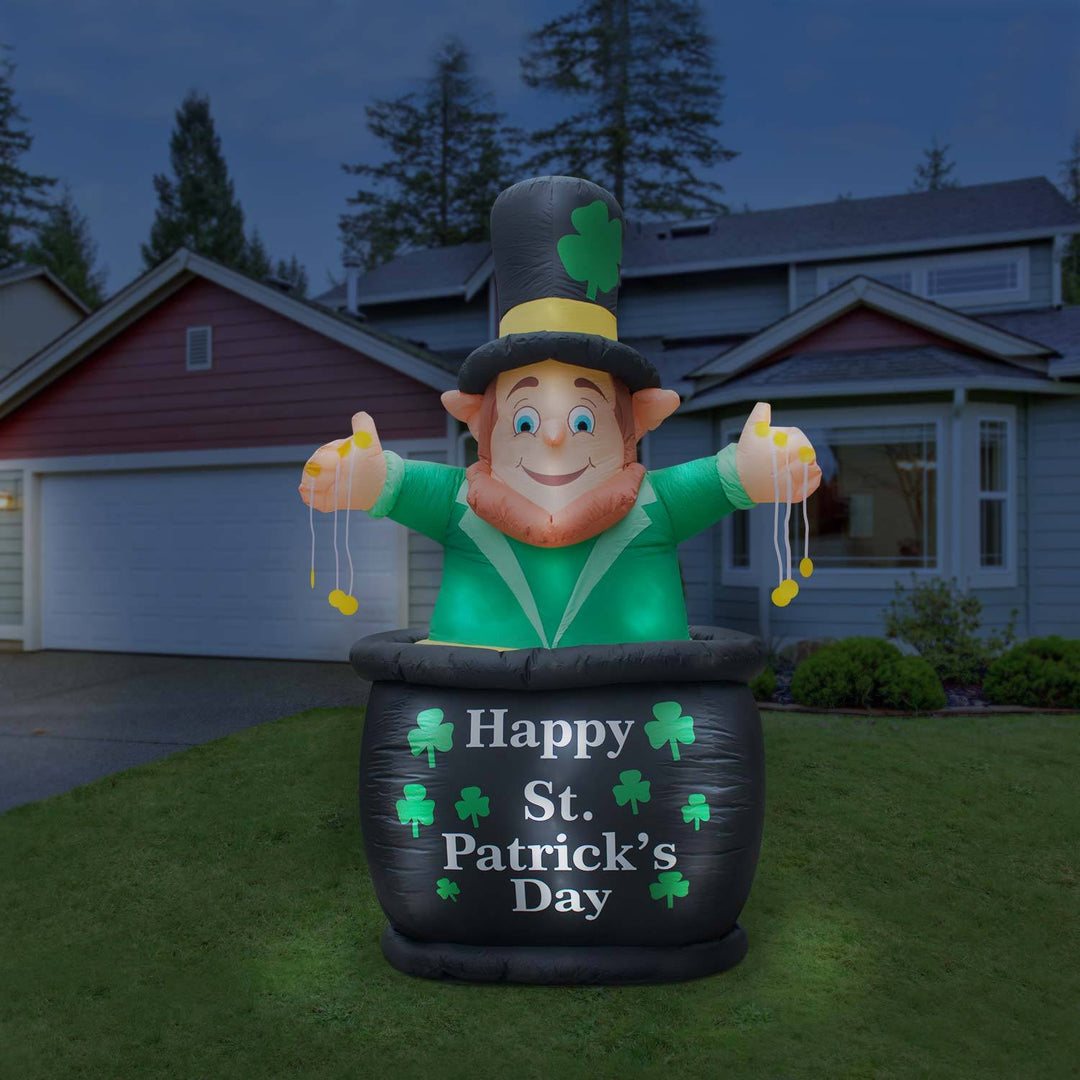 Holidayana Inflatable Saint Patrick's Day Leprechaun In Pot Of Gold Decoration With Built-In Fan And LED Lights HOME GOODS 6 Holidayana Inflatable Saint Patrick's Day Leprechaun In Pot Of Gold Decoration With Built-In Fan And LED Lights HOME GOODS