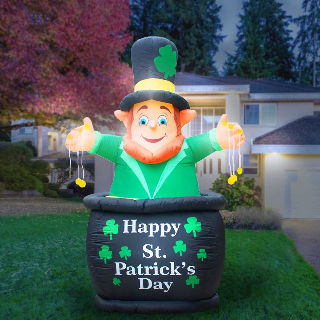 Holidayana Inflatable Saint Patrick's Day Leprechaun In Pot Of Gold Decoration With Built-In Fan And LED Lights HOME GOODS 1 Holidayana Inflatable Saint Patrick's Day Leprechaun In Pot Of Gold Decoration With Built-In Fan And LED Lights HOME GOODS