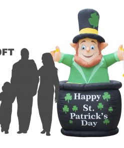 Holidayana Inflatable Saint Patrick's Day Leprechaun In Pot Of Gold Decoration With Built-In Fan And LED Lights HOME GOODS 8 Holidayana Inflatable Saint Patrick's Day Leprechaun In Pot Of Gold Decoration With Built-In Fan And LED Lights HOME GOODS