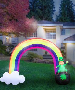 Holidayana Inflatable St Patrick's Day Leprechaun In Pot Of Gold At The End Of The Rainbow Decoration With Built-In Fan And LED Lights