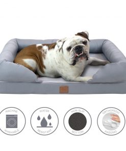 Frontpet PET SUPPLIES Memory Foam Pet Lounger With Removable Slip Cover And Padded Backrest