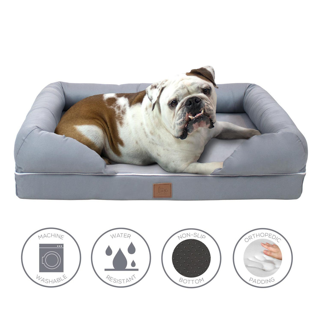 Frontpet PET SUPPLIES Memory Foam Pet Lounger With Removable Slip Cover And Padded Backrest 2 Frontpet PET SUPPLIES Memory Foam Pet Lounger With Removable Slip Cover And Padded Backrest
