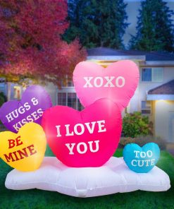 Holidayana Inflatable Valentines Day Small Hearts Decoration With Built-In Fan And LED Lights