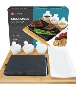 Zelancio Premium Lava Hot Stone Cooking Platter, Hot And Cold Lava Rock Cooking Stone Set, Hibachi Grilling Stone HOME GOODS