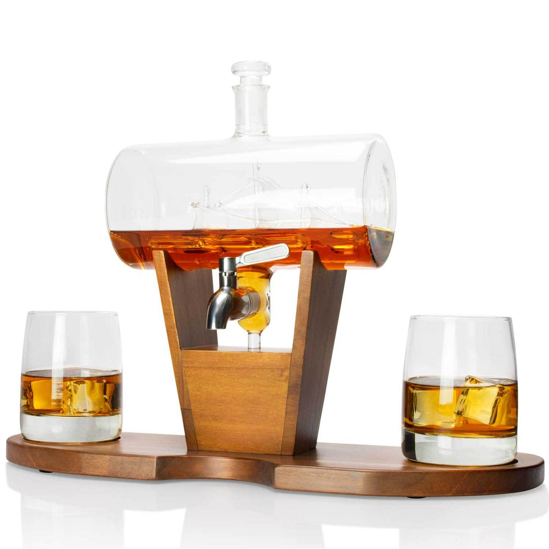 Atterstone Whiskey Cylinder Sail Boat Decanter Set 2 Atterstone Whiskey Cylinder Sail Boat Decanter Set