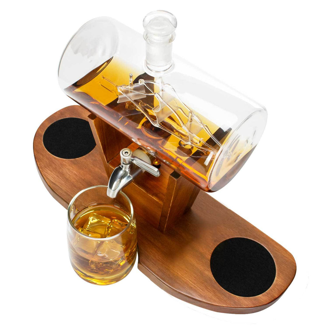 Atterstone Whiskey Cylinder Sail Boat Decanter Set 5 Atterstone Whiskey Cylinder Sail Boat Decanter Set