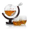 HOME GOODS Atterstone Globe Whiskey Decanter Set, 850-ml Gift Set With Globe Glasses, 9 Whiskey Stones And Stainless Steel Funnel