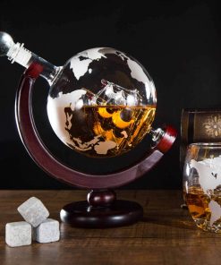 HOME GOODS Atterstone Globe Whiskey Decanter Set, 850-ml Gift Set With Globe Glasses, 9 Whiskey Stones And Stainless Steel Funnel