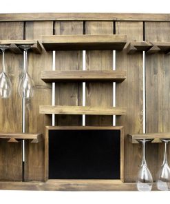 Atterstone Chalkboard Wine Rack Shelf With Stemware Slots: Holds 8 Glasses