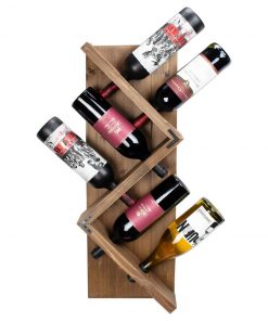 Atterstone Stylish Wooden Wall Mounted Wine Bottle Display Rack: Holds 6 Bottles