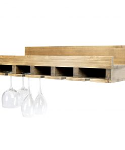 Atterstone Double Wine Rack Shelf With Wine Bottle Rests: Holds 20 Glasses, 5 Bottles And Barware