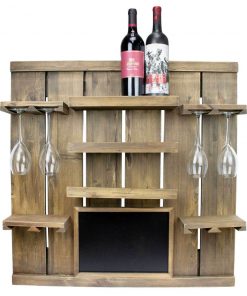 Atterstone Chalkboard Wine Rack Shelf With Stemware Slots: Holds 8 Glasses