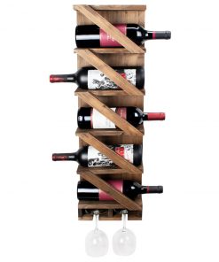 Atterstone Rustic Wine Rack With Hanging Stemware Slots: Holds 5 Bottles And 2 Glasses HOME GOODS