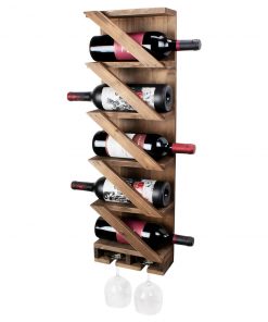Atterstone Rustic Wine Rack With Hanging Stemware Slots: Holds 5 Bottles And 2 Glasses HOME GOODS 12 Atterstone Rustic Wine Rack With Hanging Stemware Slots: Holds 5 Bottles And 2 Glasses HOME GOODS