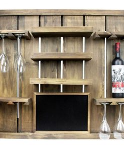Atterstone Chalkboard Wine Rack Shelf With Stemware Slots: Holds 8 Glasses