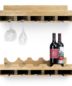 Atterstone Double Wine Rack Shelf With Wine Bottle Rests: Holds 20 Glasses, 5 Bottles And Barware