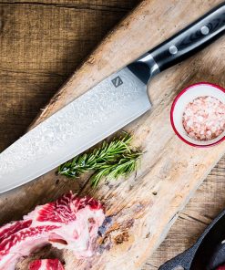 Zelancio HOME GOODS 3 Piece Damascus Knife Set VG-10 High Carbon Steel Core, Polished G-10 Handle