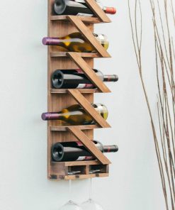 Atterstone Rustic Wine Rack With Hanging Stemware Slots: Holds 5 Bottles And 2 Glasses HOME GOODS 19 Atterstone Rustic Wine Rack With Hanging Stemware Slots: Holds 5 Bottles And 2 Glasses HOME GOODS