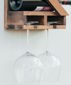 Atterstone Rustic Wine Rack With Hanging Stemware Slots: Holds 5 Bottles And 2 Glasses HOME GOODS 15 Atterstone Rustic Wine Rack With Hanging Stemware Slots: Holds 5 Bottles And 2 Glasses HOME GOODS