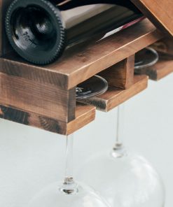 Atterstone Rustic Wine Rack With Hanging Stemware Slots: Holds 5 Bottles And 2 Glasses HOME GOODS 18 Atterstone Rustic Wine Rack With Hanging Stemware Slots: Holds 5 Bottles And 2 Glasses HOME GOODS