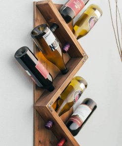 Atterstone Stylish Wooden Wall Mounted Wine Bottle Display Rack: Holds 6 Bottles