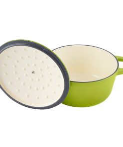 Zelancio HOME GOODS 3 Quart Enameled Cast Iron Dutch Oven With Lid, Green