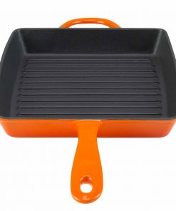 Zelancio 10 Inch Enameled Cast Iron Square Grill Pan