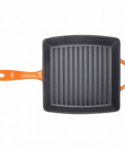 Zelancio 10 Inch Enameled Cast Iron Square Grill Pan