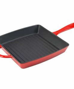 Zelancio 10 Inch Enameled Cast Iron Square Grill Pan