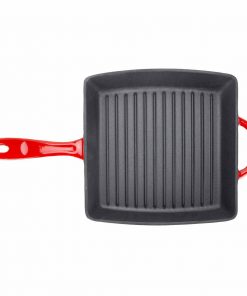 Zelancio 10 Inch Enameled Cast Iron Square Grill Pan