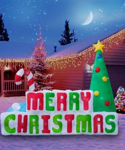 Holidayana HOME GOODS Inflatable Merry Christmas Sign Christmas Decoration With Built In Fan And LED Lights