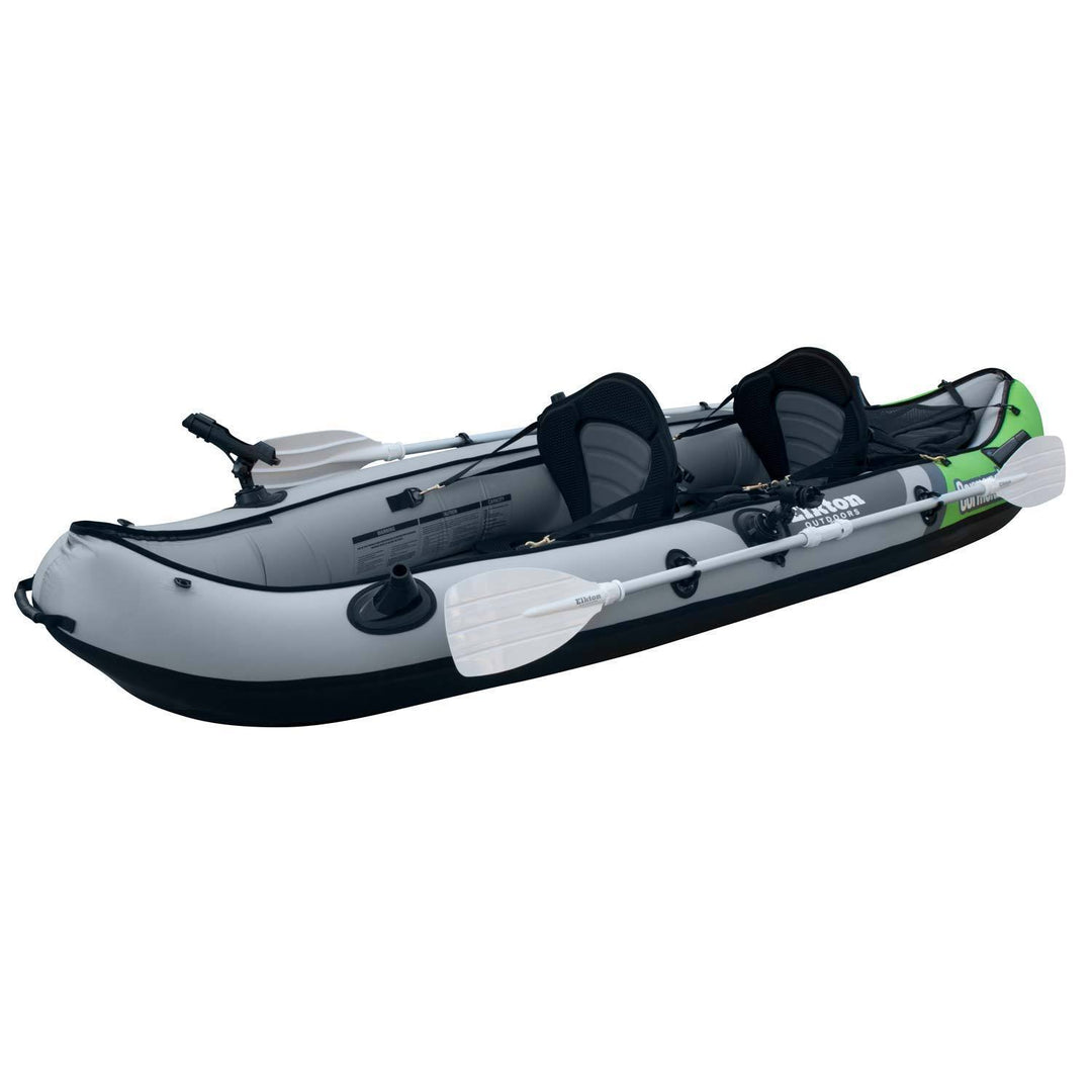 Elkton Outdoors Cormorant Inflatable 2 Person Fishing Kayak Set With 6 Rod Holders, Paddles, Double Action Pump 3 Elkton Outdoors Cormorant Inflatable 2 Person Fishing Kayak Set With 6 Rod Holders, Paddles, Double Action Pump